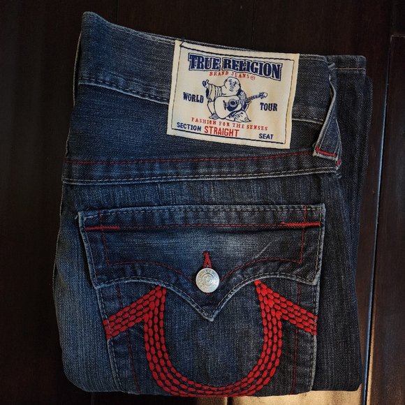 [Vintage] [USA] True Religion, men jeans cotton W30, relaxed, Straight w/ Flap